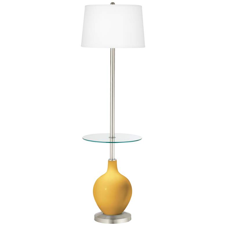 Image 1 Color Plus Ovo 59" High Modern Goldenrod Yellow Tray Table Floor Lamp