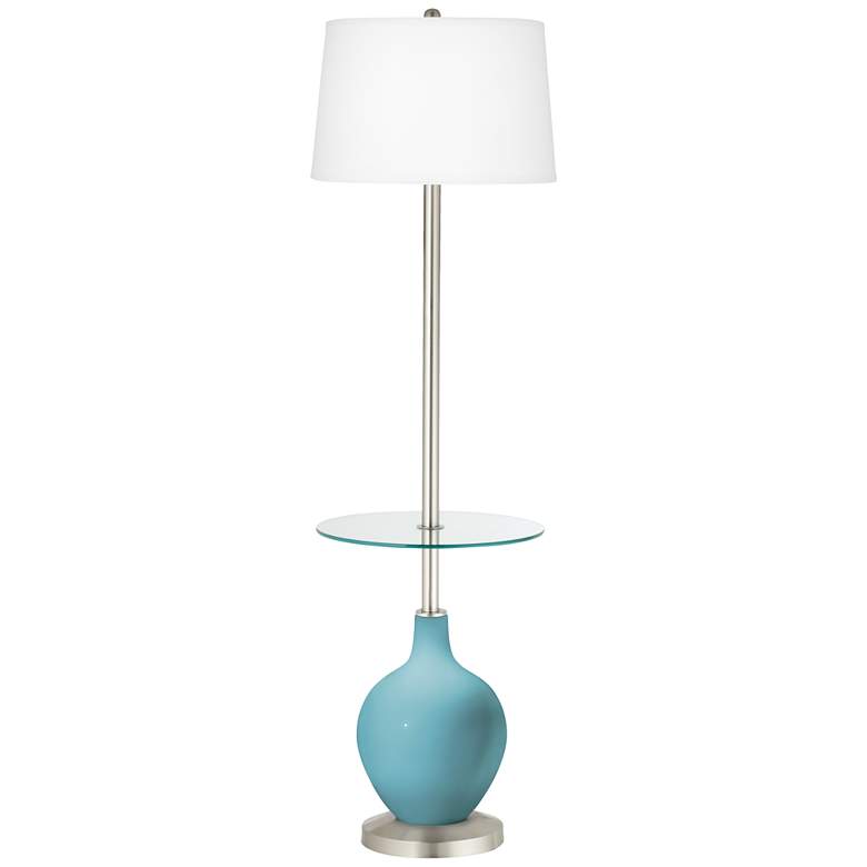 Image 1 Color Plus Ovo 59" High Modern Nautilus Blue Tray Table Floor Lamp