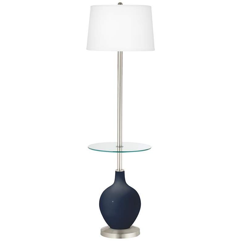 Image 1 Color Plus Ovo 59" High Modern Naval Blue Tray Table Floor Lamp