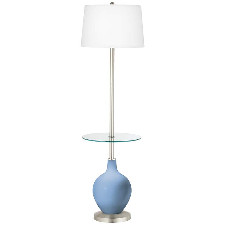 Image 1 Color Plus Ovo 59" High Modern Placid Blue Tray Table Floor Lamp