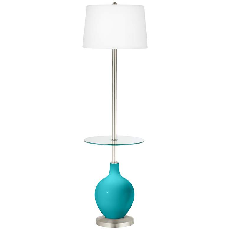 Image 1 Color Plus Ovo 59" High Modern Surfer Blue Tray Table Floor Lamp
