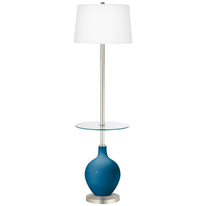 Image 1 Color Plus Ovo 59" High Mykonos Blue Tray Table Floor Lamp