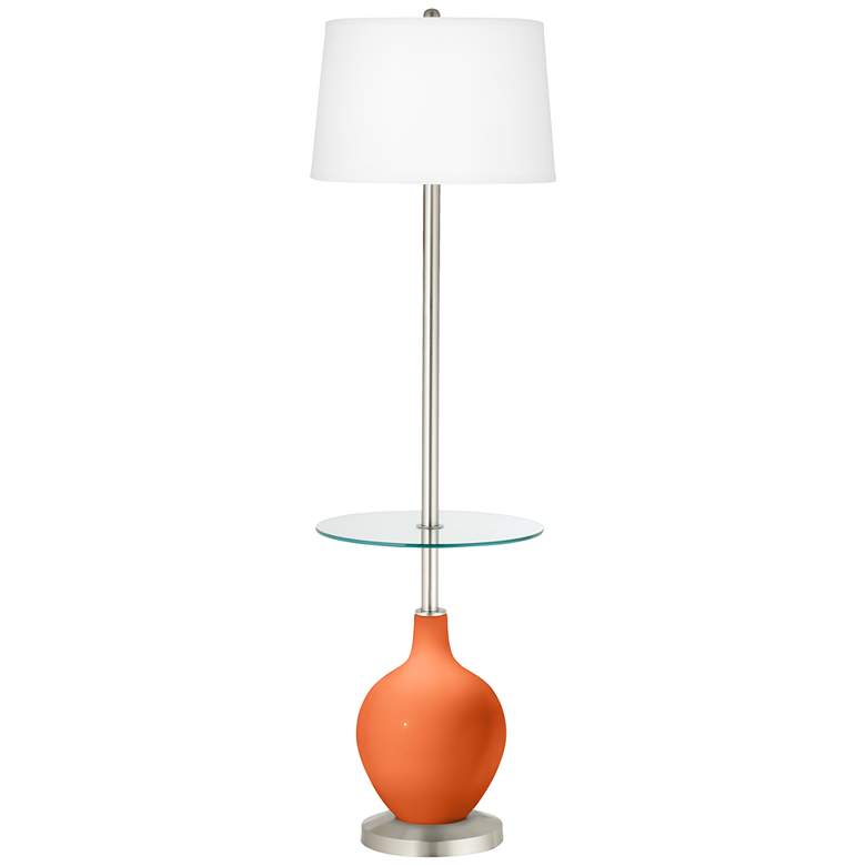 Image 1 Color Plus Ovo 59" High Nectarine Orange Tray Table Floor Lamp
