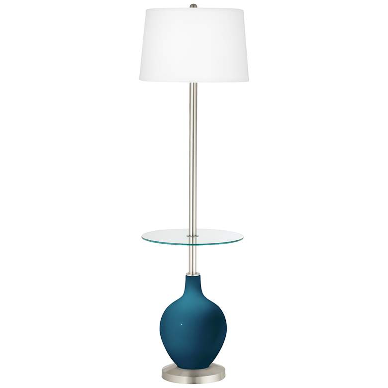 Image 1 Color Plus Ovo 59" High Oceanside Blue Glass Tray Table Floor Lamp