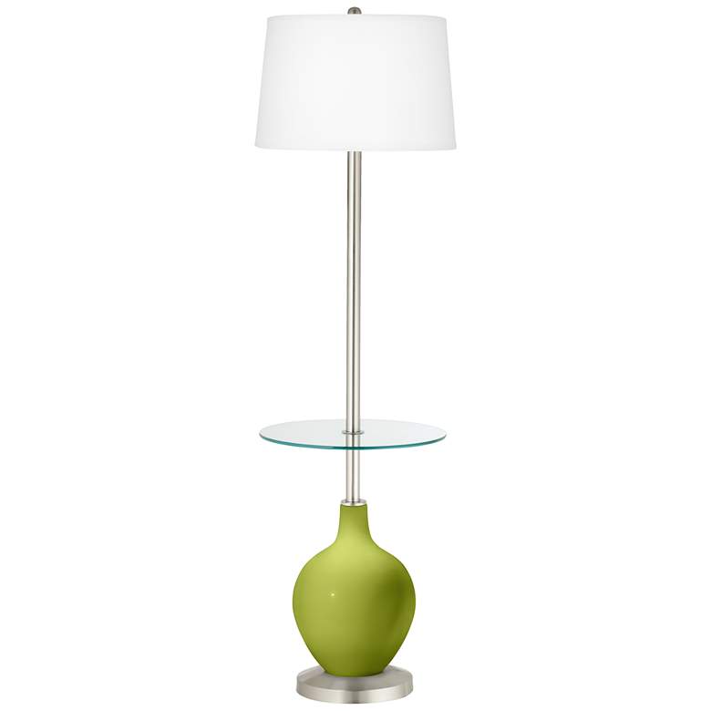 Image 1 Color Plus Ovo 59" High Parakeet Green Tray Table Floor Lamp