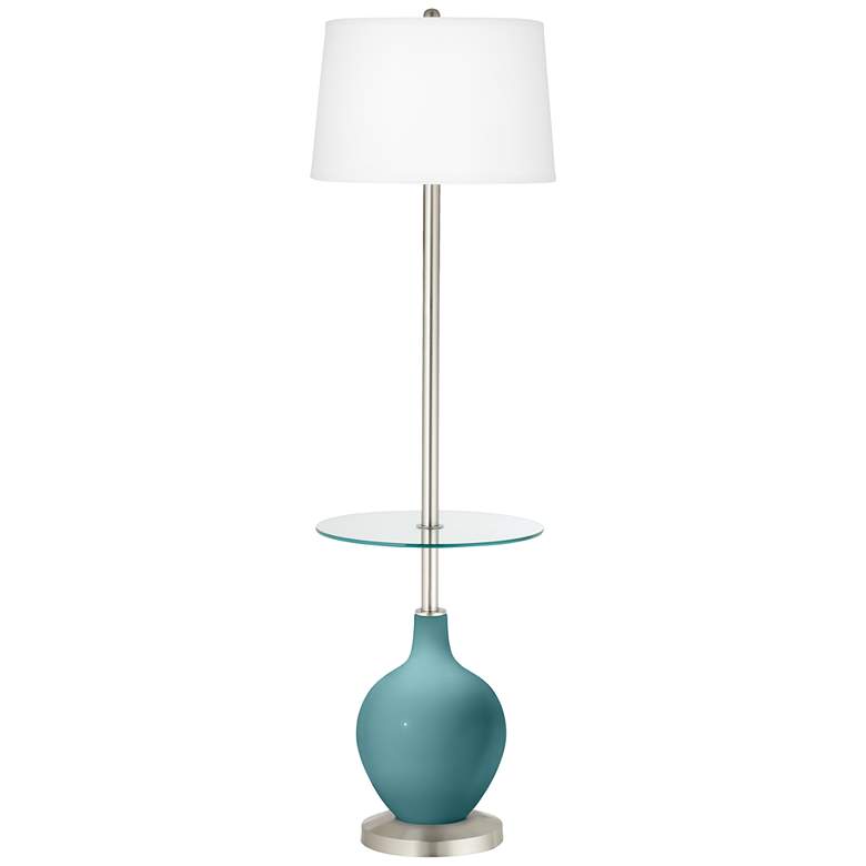 Image 1 Color Plus Ovo 59" High Reflecting Pool Blue Tray Table Floor Lamp