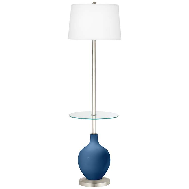Image 1 Color Plus Ovo 59" High Regatta Blue Tray Table Floor Lamp