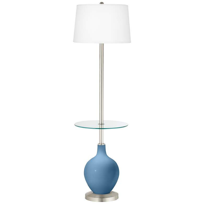 Image 1 Color Plus Ovo 59" High Secure Blue Tray Table Floor Lamp