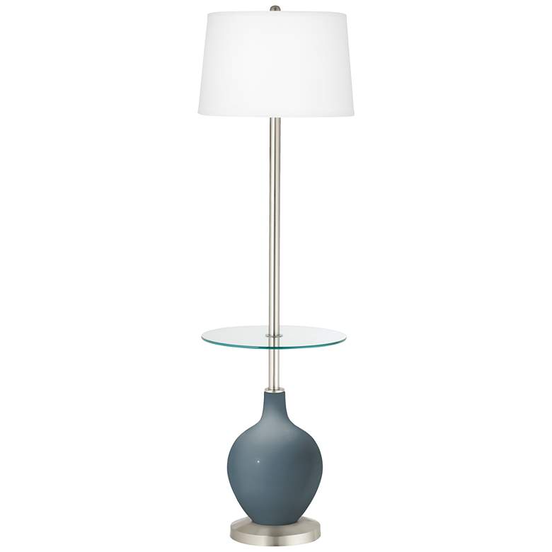 Image 1 Color Plus Ovo 59" High Smoky Blue Tray Table Floor Lamp