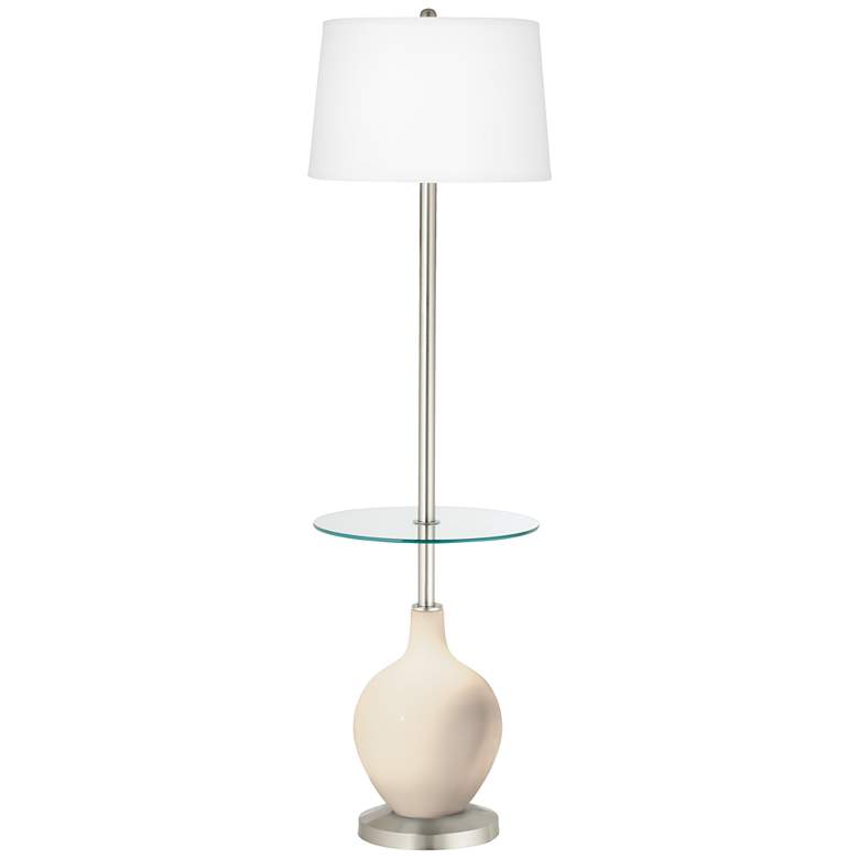 Image 1 Color Plus Ovo 59" Steamed Milk White Tray Table Floor Lamp