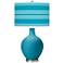 Color Plus Ovo Bold Stripe Caribbean Sea Blue Table Lamp
