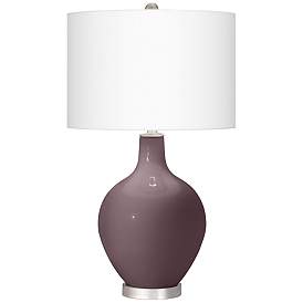 Image2 of Color Plus Ovo Table Lamp in Poetry Purple Plum with Fog Linen Shade