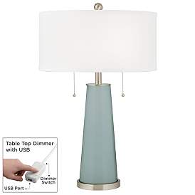 Image1 of Color Plus Peggy 29 3/4" Aqua-Sphere Blue Table Lamp with Dimmer