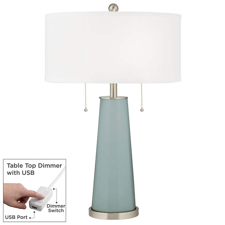 Image 1 Color Plus Peggy 29 3/4" Aqua-Sphere Blue Table Lamp with Dimmer