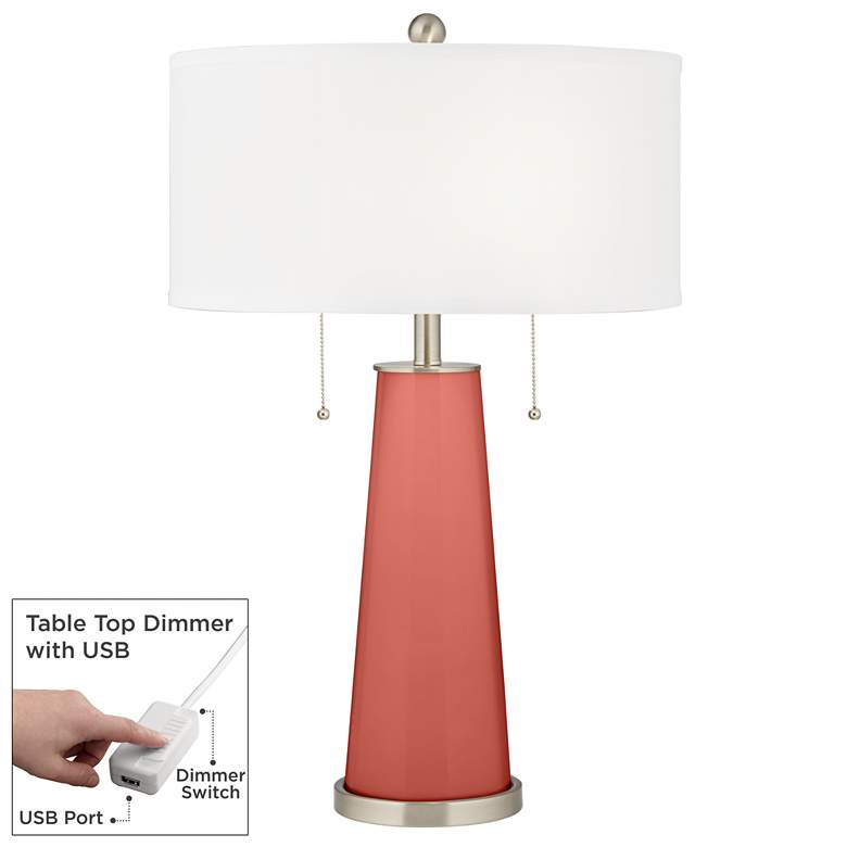 Image 1 Color Plus Peggy 29 3/4" Coral Reef Pink Table Lamp with USB Dimmer