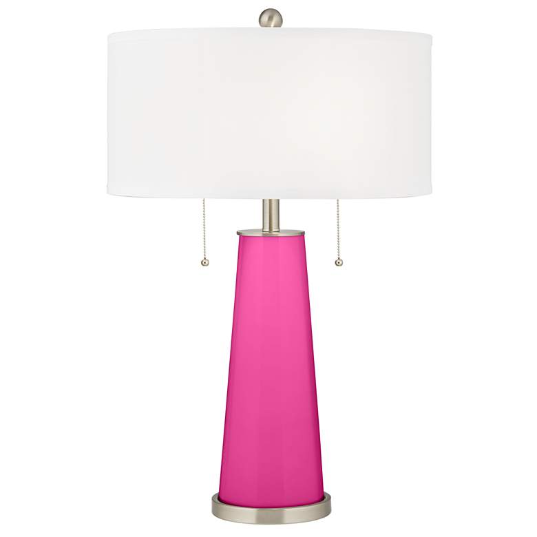 Image 2 Color Plus Peggy 29 3/4 inch Fuchsia Pink Glass Table Lamp with USB Dimmer