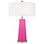 Color Plus Peggy 29 3/4" Fuchsia Pink Glass Table Lamp with USB Dimmer