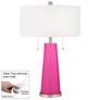 Color Plus Peggy 29 3/4" Fuchsia Pink Glass Table Lamp with USB Dimmer