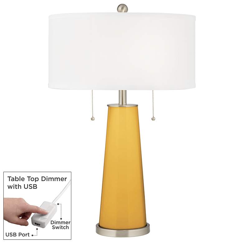 Image 1 Color Plus Peggy 29 3/4" Goldenrod Yellow Table Lamp with USB Dimmer