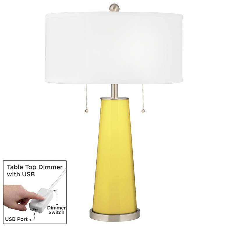 Image 1 Color Plus Peggy 29 3/4" Lemon Twist Yellow Table Lamp with USB Dimmer
