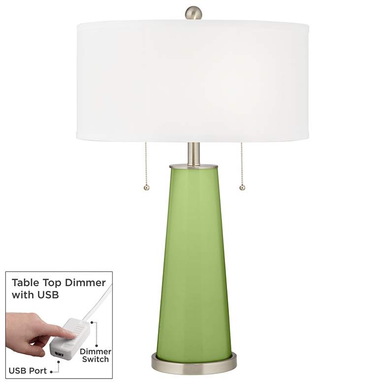Image 1 Color Plus Peggy 29 3/4 inch Lime Rickey Green Table Lamp with USB Dimmer