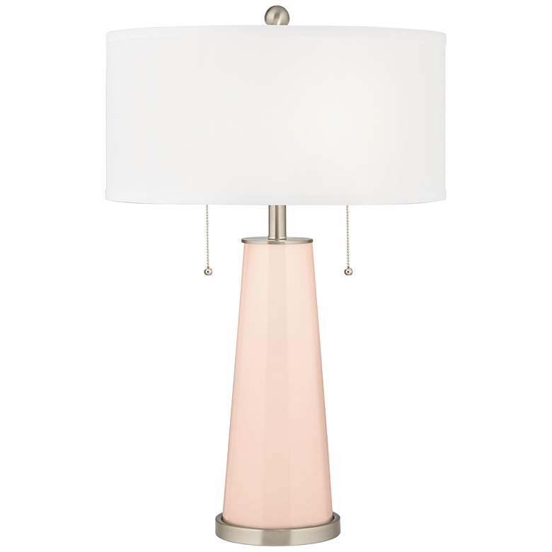 Image 1 Color Plus Peggy 29 3/4 inch Linen Pink Glass Table Lamp