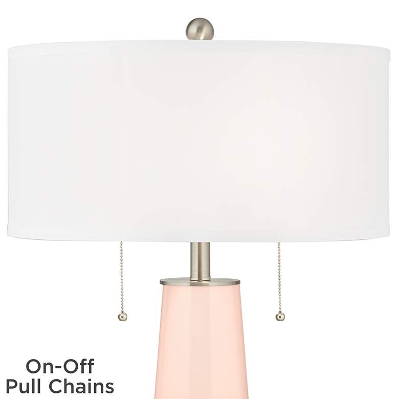 Image 2 Color Plus Peggy 29 3/4" Linen Pink Glass Table Lamp more views