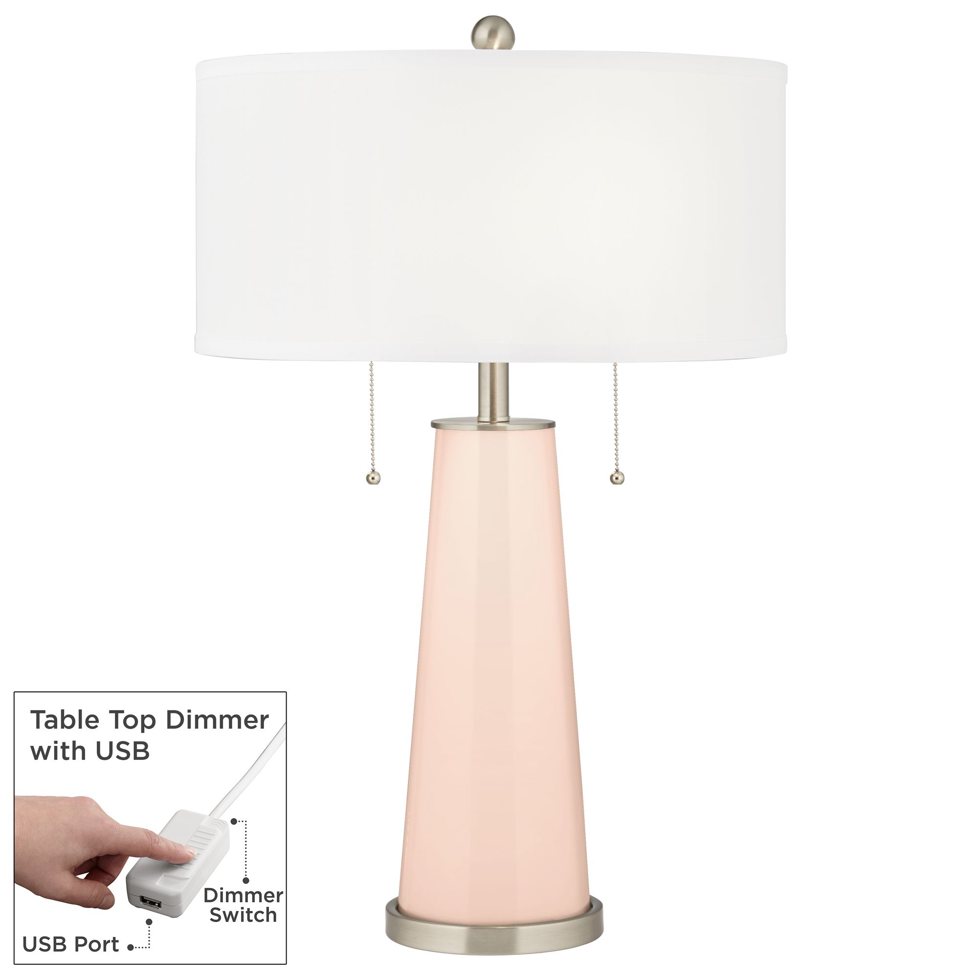 Image Color Plus Peggy 29 3/4" Linen Pink Table Lamp with USB Dimmer