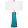 Color Plus Peggy 29 3/4" Modern Caribbean Sea Blue Table Lamp