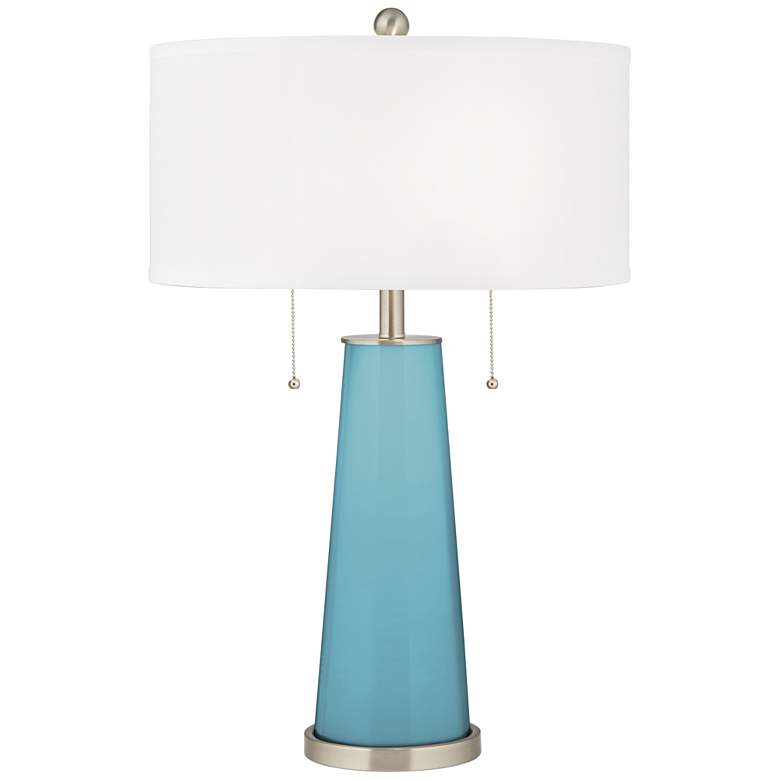 Image 1 Color Plus Peggy 29 3/4 inch Modern Glass Nautilus Blue Table Lamp