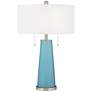 Color Plus Peggy 29 3/4" Modern Glass Nautilus Blue Table Lamp