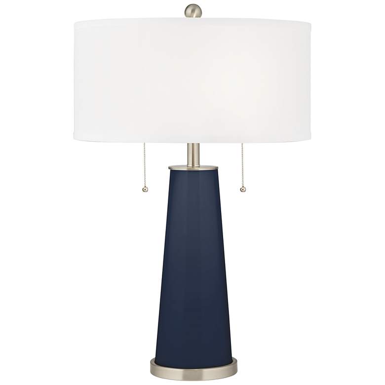 Image 1 Color Plus Peggy 29 3/4" Modern Glass Naval Blue Table Lamp