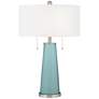 Color Plus Peggy 29 3/4" Modern Glass Raindrop Blue Table Lamp