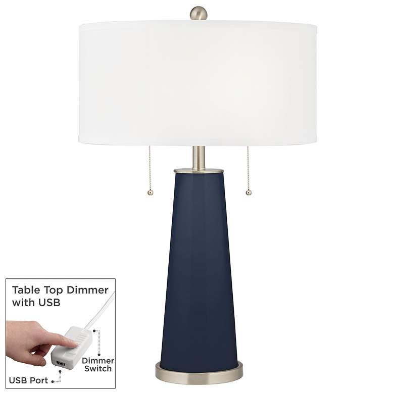 Image 1 Color Plus Peggy 29 3/4" Modern Naval Blue Table Lamp with USB Dimmer