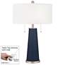 Color Plus Peggy 29 3/4" Modern Naval Blue Table Lamp with USB Dimmer