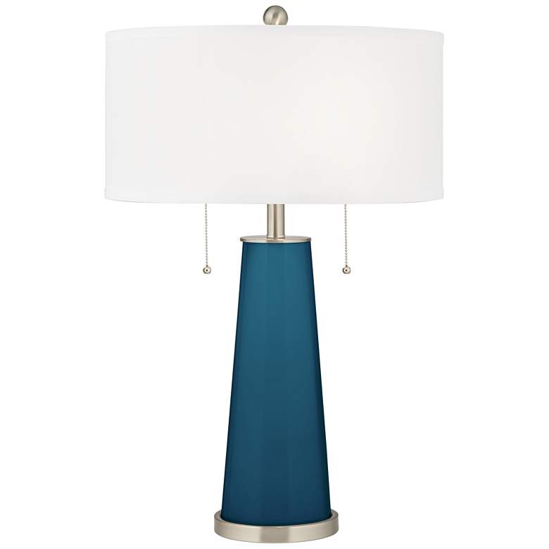 Image 1 Color Plus Peggy 29 3/4" Modern Oceanside Blue Glass Table Lamp