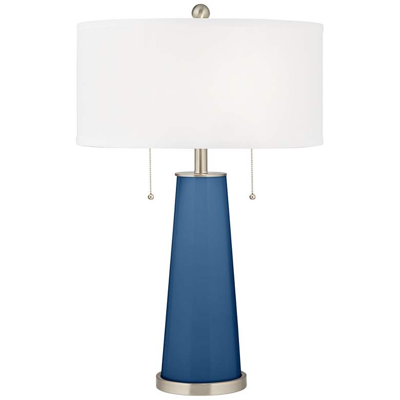 Image 1 Color Plus Peggy 29 3/4 inch Regatta Blue Glass Table Lamp