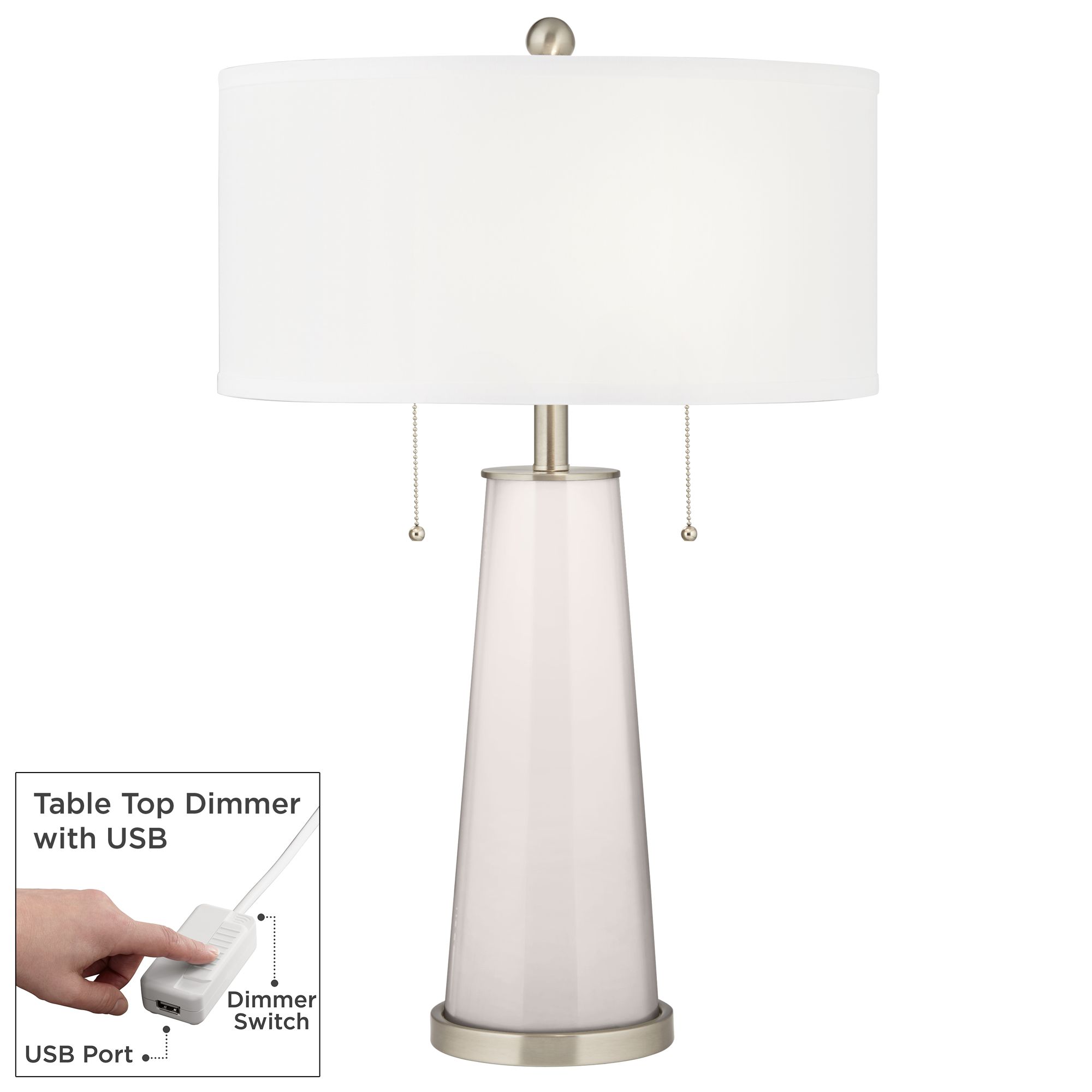 Image Color Plus Peggy 29 3/4" Smart White Glass Table Lamp with USB Dimmer
