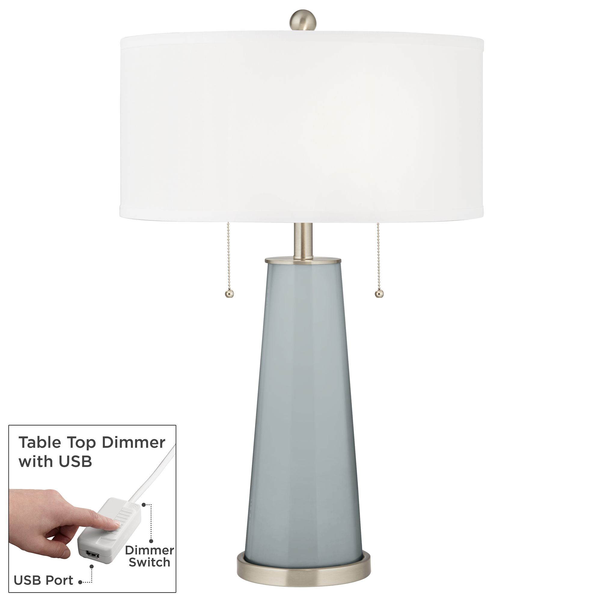 Image Color Plus Peggy 29 3/4" Uncertain Gray Table Lamp with USB Dimmer