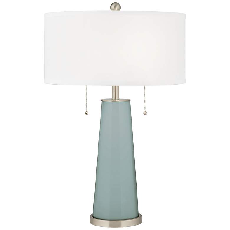 Image 1 Color Plus Peggy 29 3/4 inch White Shade and Aqua-Sphere Blue Table Lamp