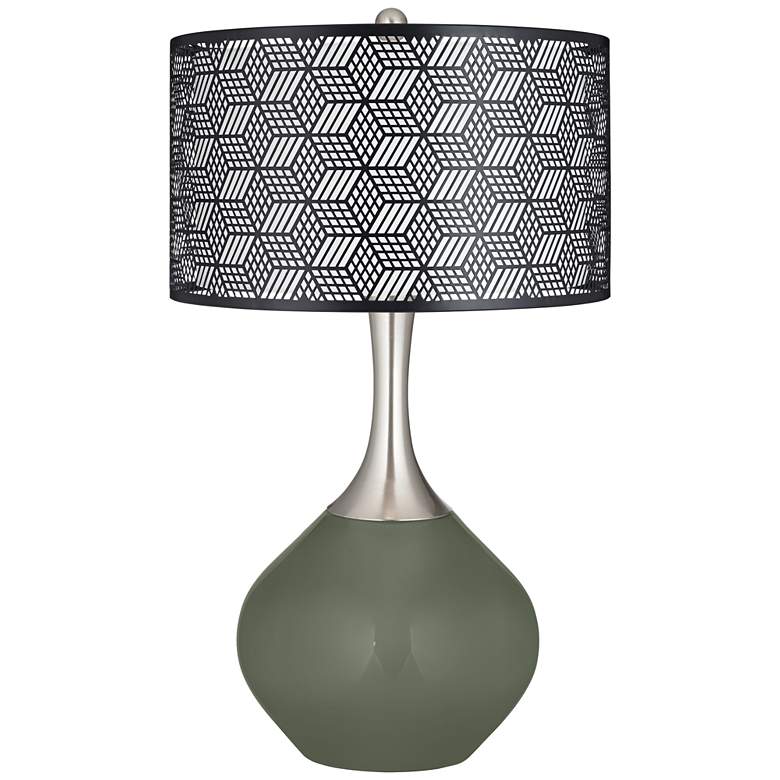 Image 1 Color Plus Spencer 31" Black Metal Shade Deep Lichen Green Table Lamp