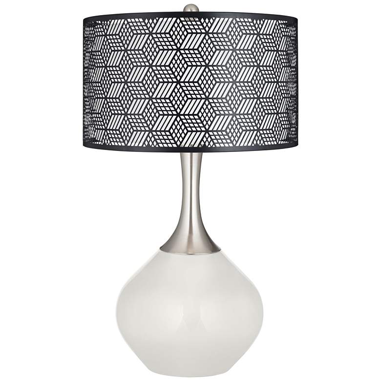 Image 1 Color Plus Spencer 31 inch Black Metal Shade Winter White Table Lamp