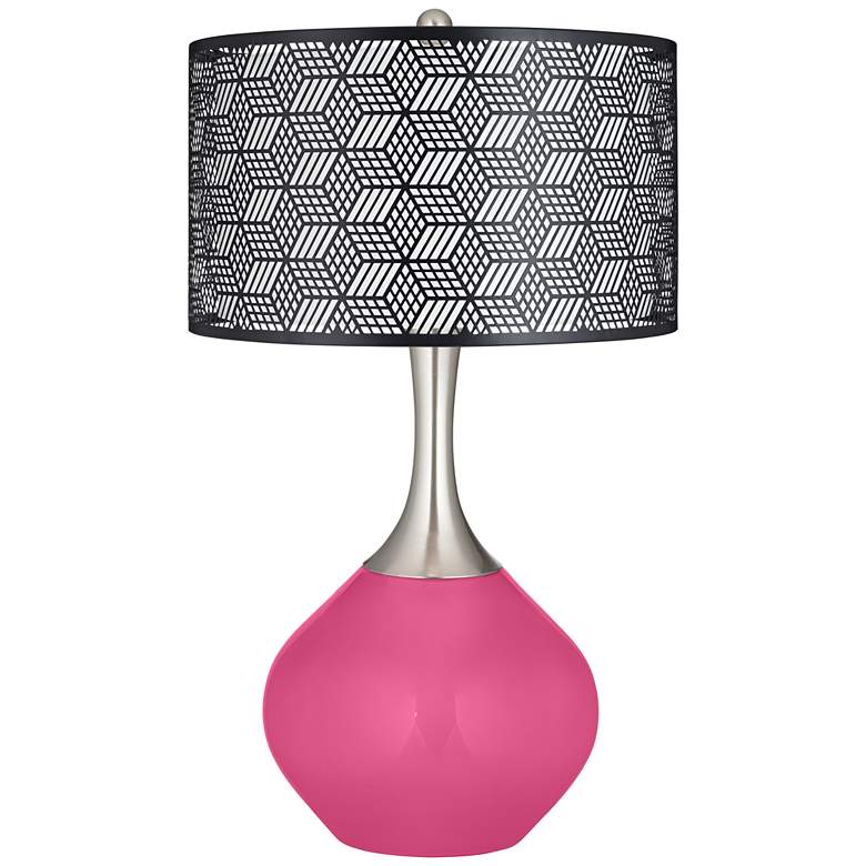 Image 1 Color Plus Spencer 31 inch Black Shade with Blossom Pink Modern Table Lamp