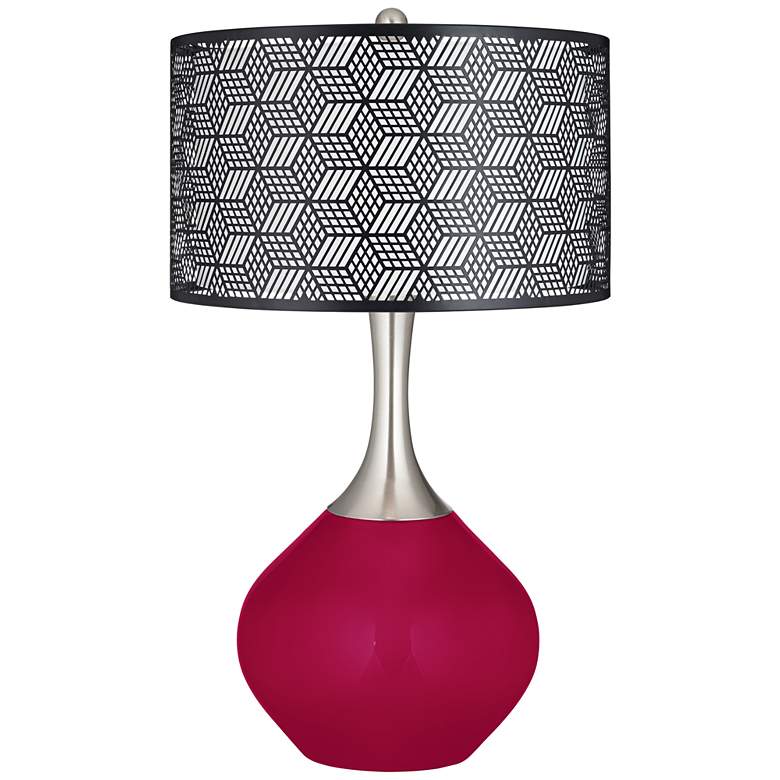 Image 1 Color Plus Spencer 31 inch Black Shade with French Burgundy Red Table Lamp