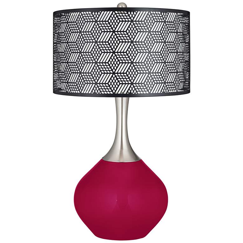Image 1 Color Plus Spencer 31" Black Shade with French Burgundy Red Table Lamp