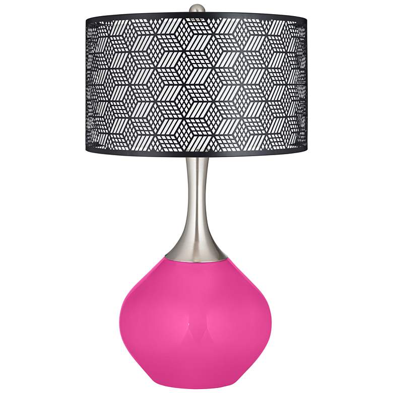Image 1 Color Plus Spencer 31 inch Black Shade with Fuchsia Pink Table Lamp
