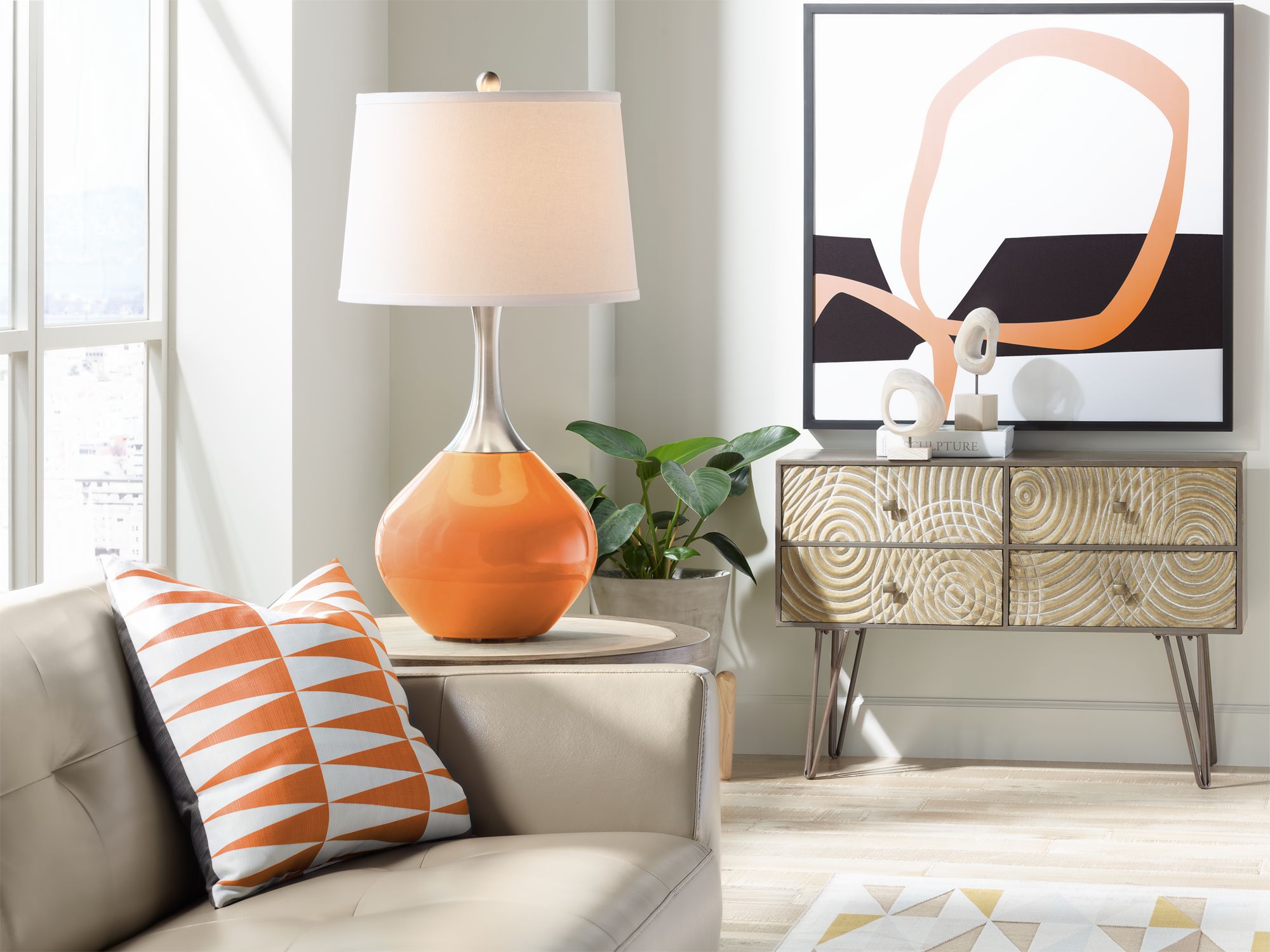 Image 3 Color Plus Spencer 31" Celosia Orange Modern Table Lamp more views