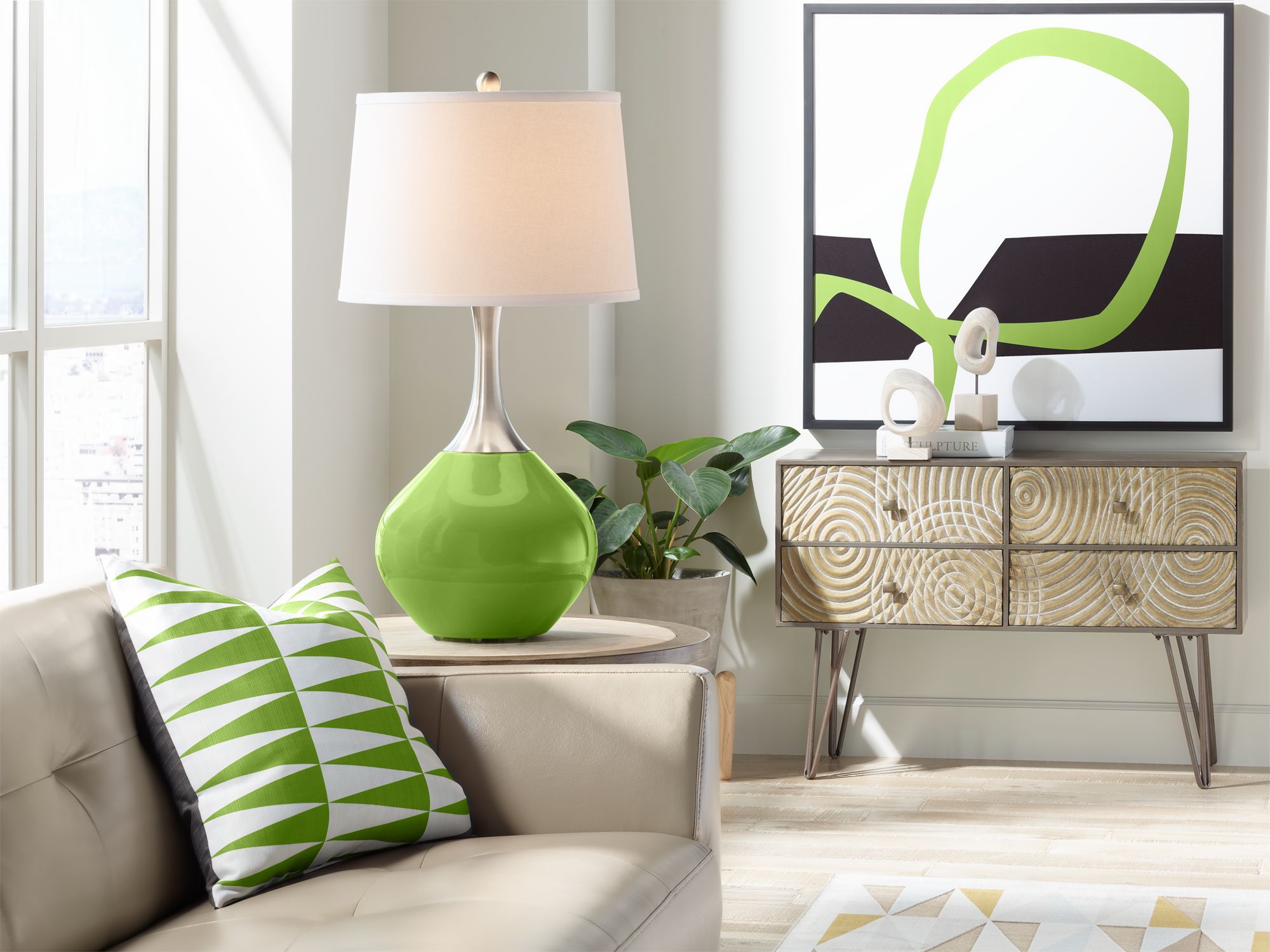 Image 3 Color Plus Spencer 31" Gecko Green Table Lamp more views