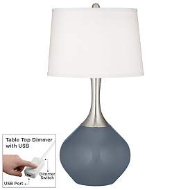 Image1 of Color Plus Spencer 31" Granite Peak Gray Table Lamp with USB Dimmer