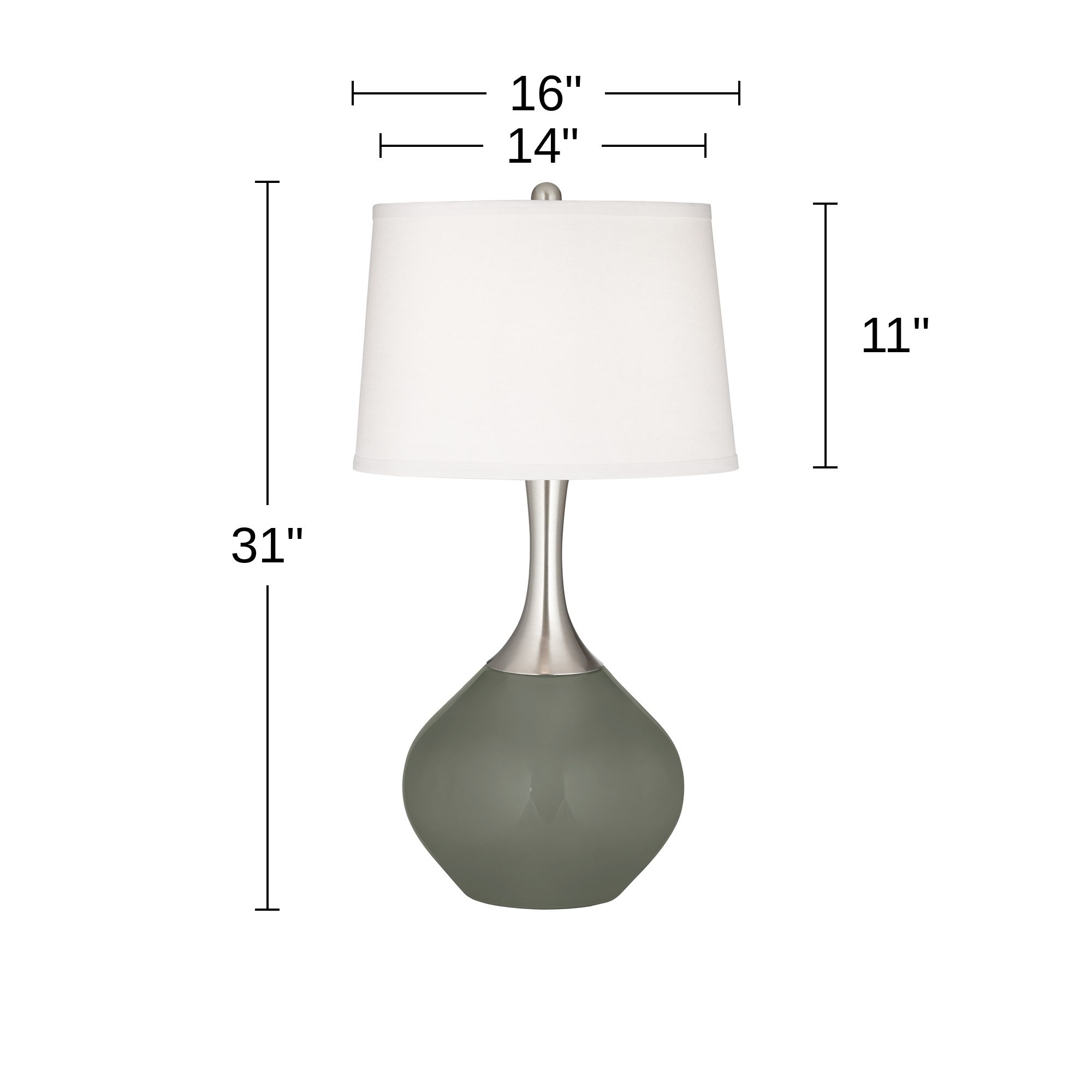 Thumbnail3 of Color Plus Spencer 31" High Fog Linen Shade Pewter Green Table Lamp more views